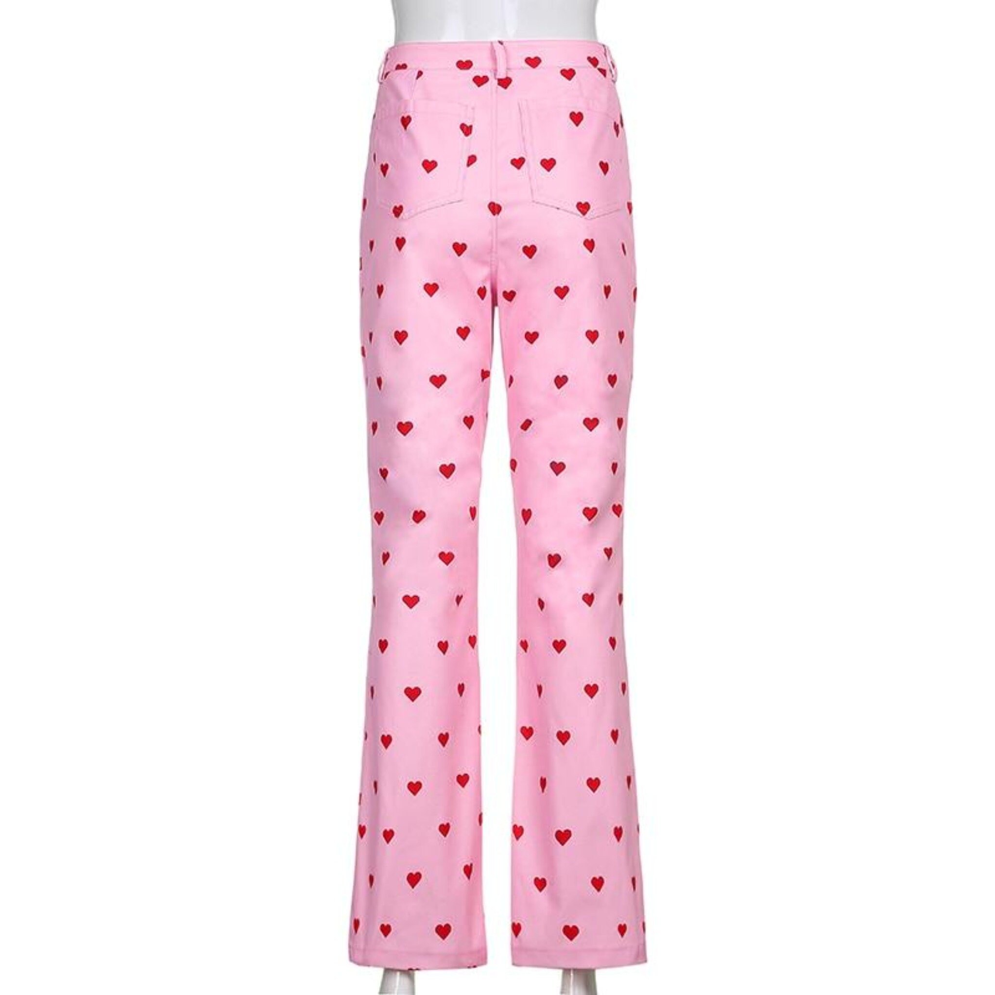 High Waist Flare Pants in Pink 