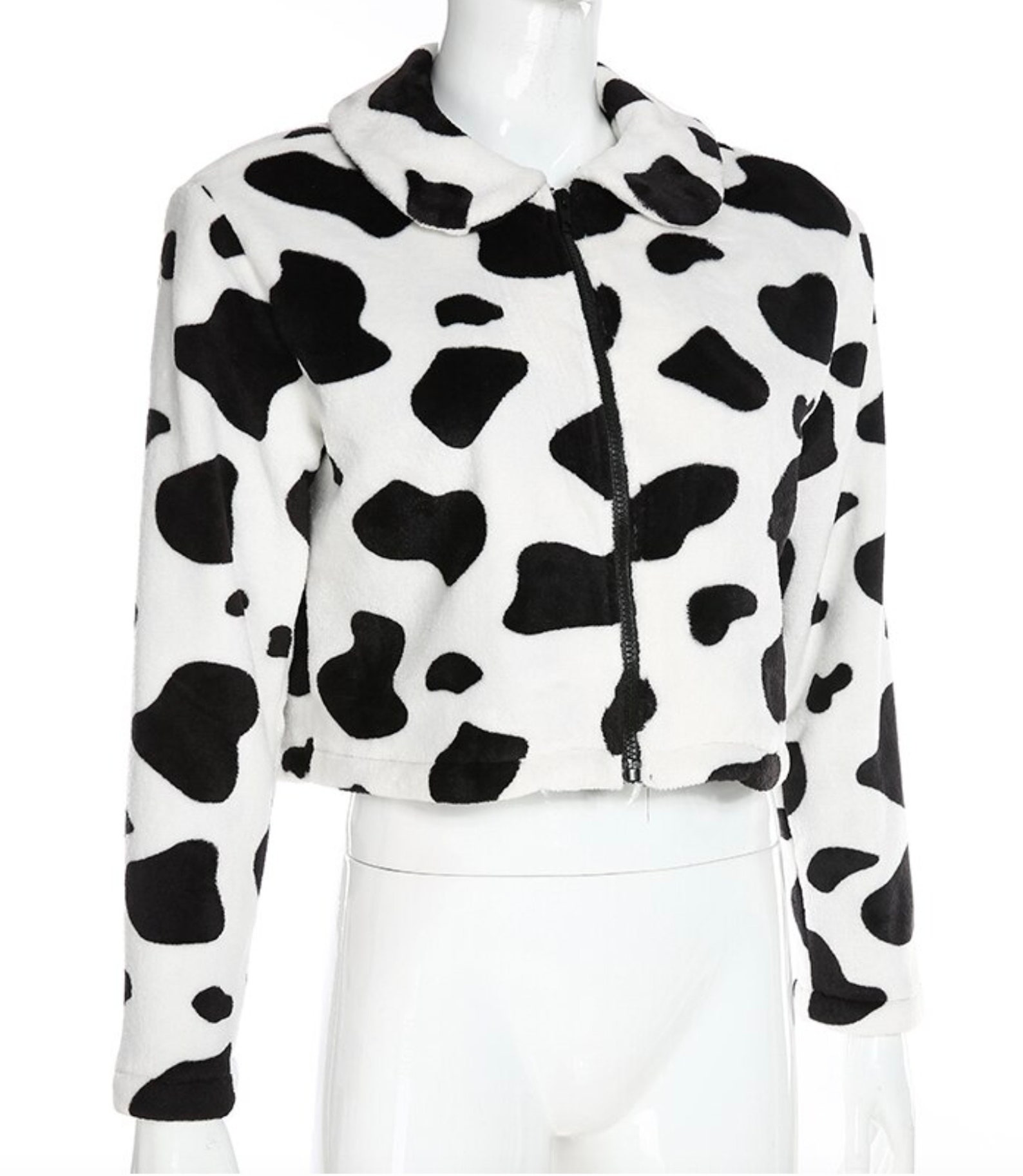 Cow Print Faux Fur Jacket Etsy