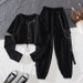 Two-piece Set with Cargo Pants and Sweatshirt in Black 