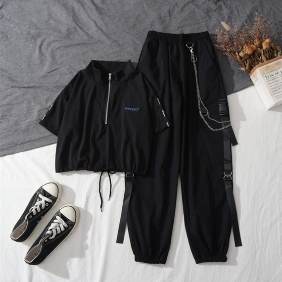 Black Chained Cargo Pants 