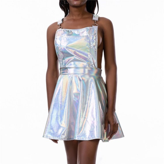 Holographic Apron Backless Dress With Suspenders | Etsy