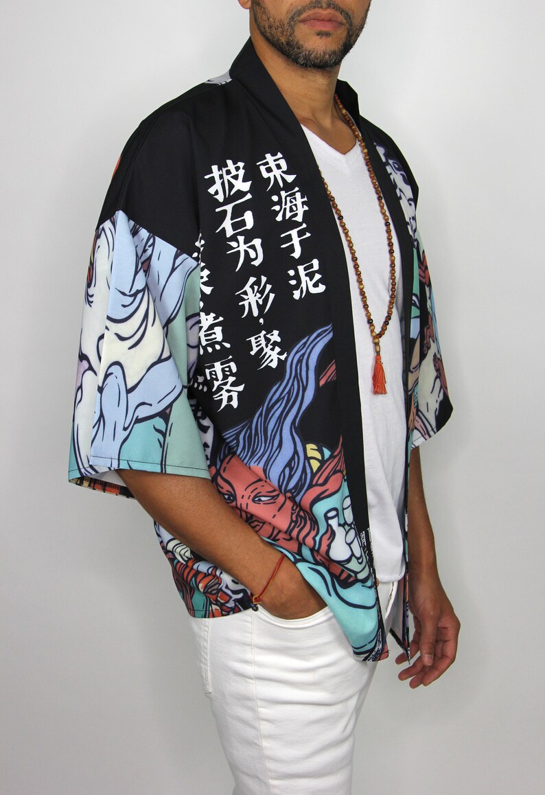 Unisex Japanese Print Colorful Kimono Robe With Belt - Etsy