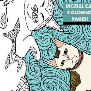 Digital Cat Coloring Pages to Hang as Wall art in Home: Paint your Pet, for Adult Relaxation, Cat Art, Personalized Cat Coloring Pages