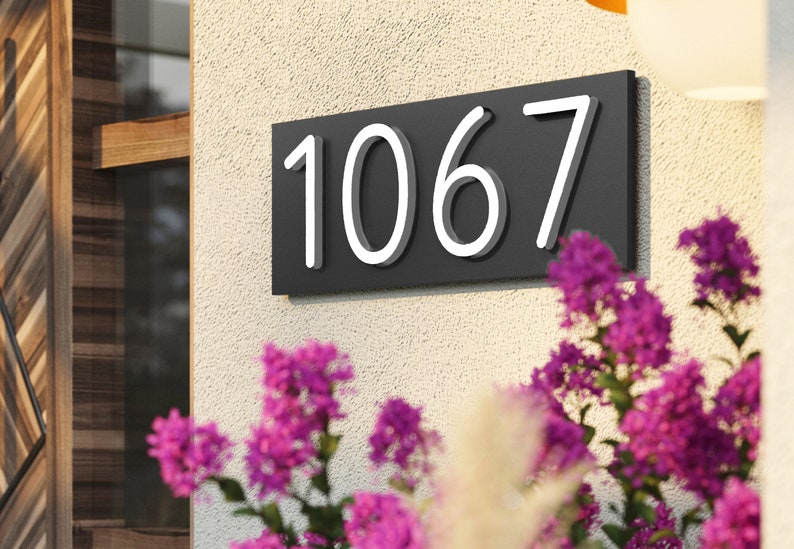 Horizontal house number sign House Number Plaque Address plaque  House Numbers Address number Sign