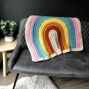 Crochet Blanket, Crochet Pattern, Easy Crochet Pattern, Baby Blanket, Crochet Throw, Lap Blanket, Rainbow Crochet Blanket, HappyGoHooky