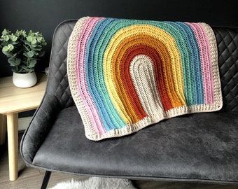 Crochet Blanket, Crochet Pattern, Easy Crochet Pattern, Baby Blanket, Crochet Throw, Lap Blanket, Rainbow Crochet Blanket, HappyGoHooky