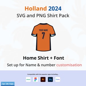 Paquete de iconos SVG de Países Bajos / Holanda Inicio - Descarga digital - Camisa, letras y números para una personalización completa.