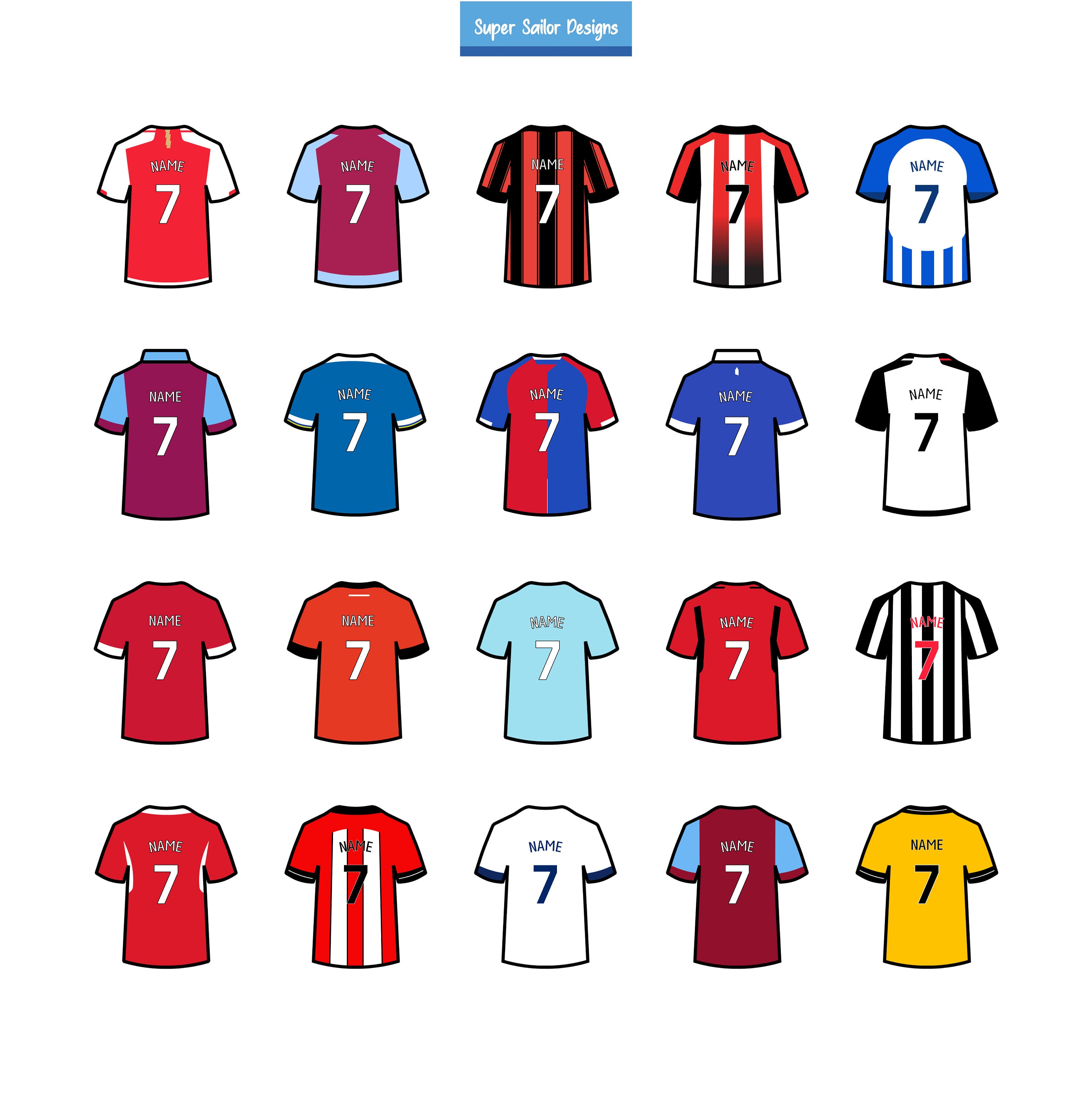 All 20 Premier League 23/24 Season SVG Icon Pack Digital Download All
