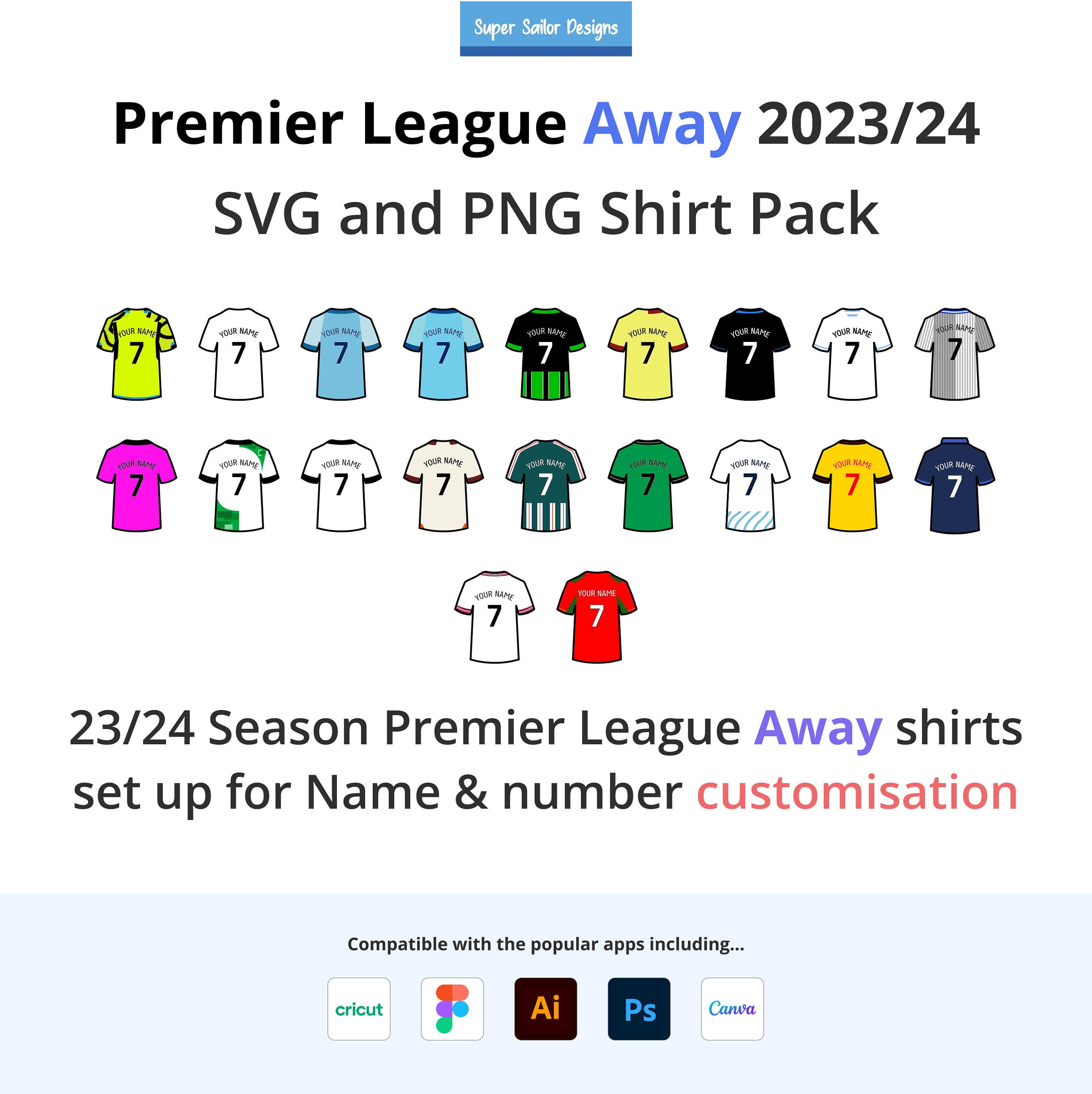 All 20 Premier League 23/24 Season SVG Icon Pack Digital Download All
