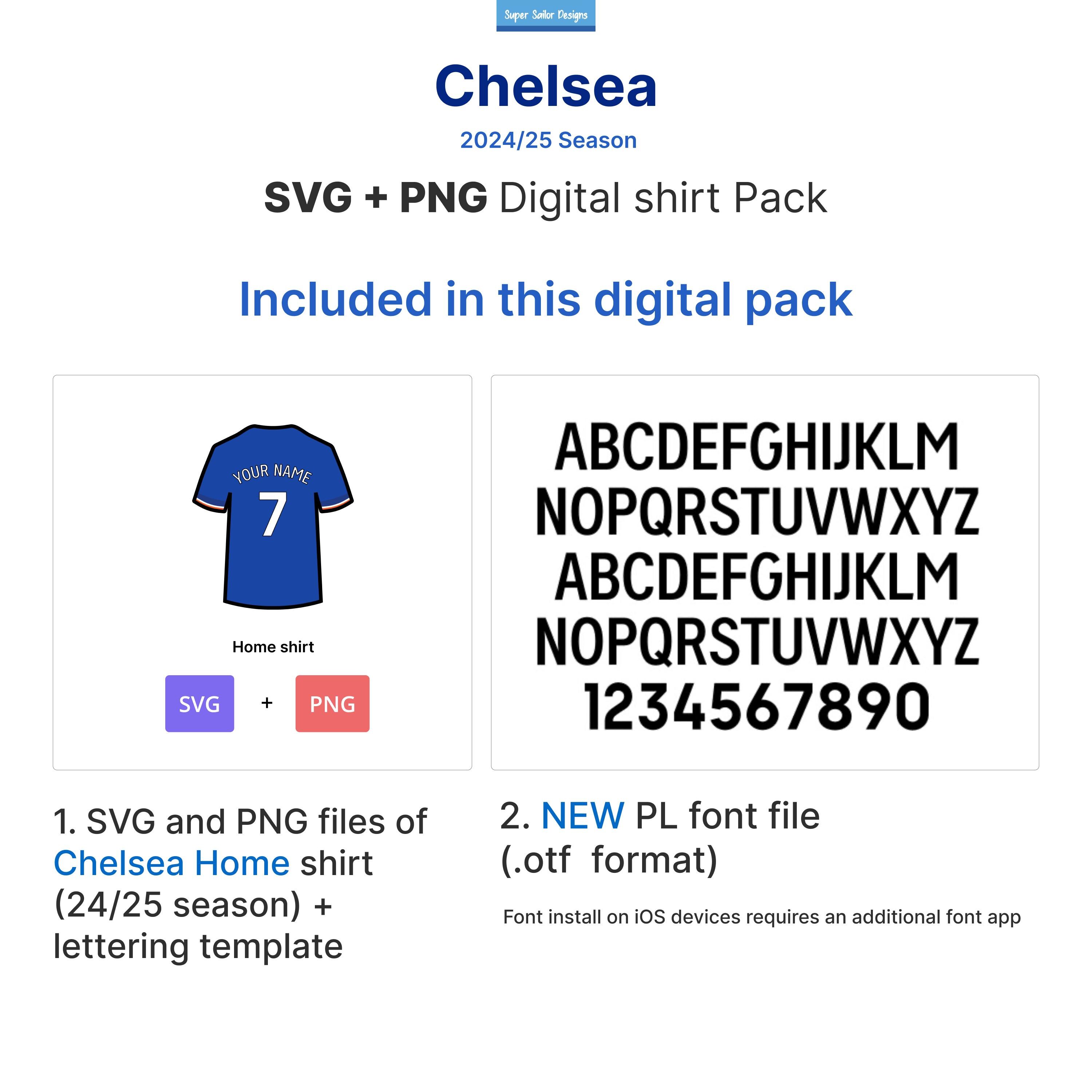 NEW Chelsea Home 2024/25 Season SVG and PNG Icon Pack - Digital ...