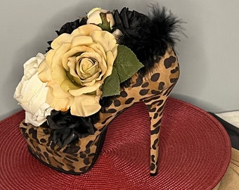 Jaguar High Heel Shoe Floral Arrangement, Jaguar Floral Arrangement, Shoe Lover Gift, Leopard High Heel Shoe gift, Stiletto Shoe Arrangement