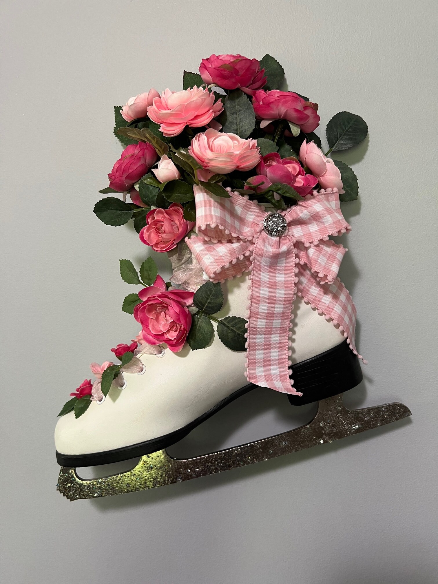 Decorated Ice Skate Floral Arrangement Etsy