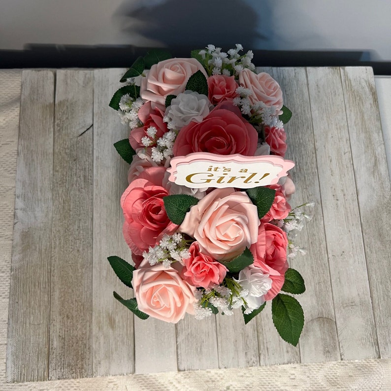 Baby Cradle It's A Girl Floral Arrangement, Baby Shower Floral