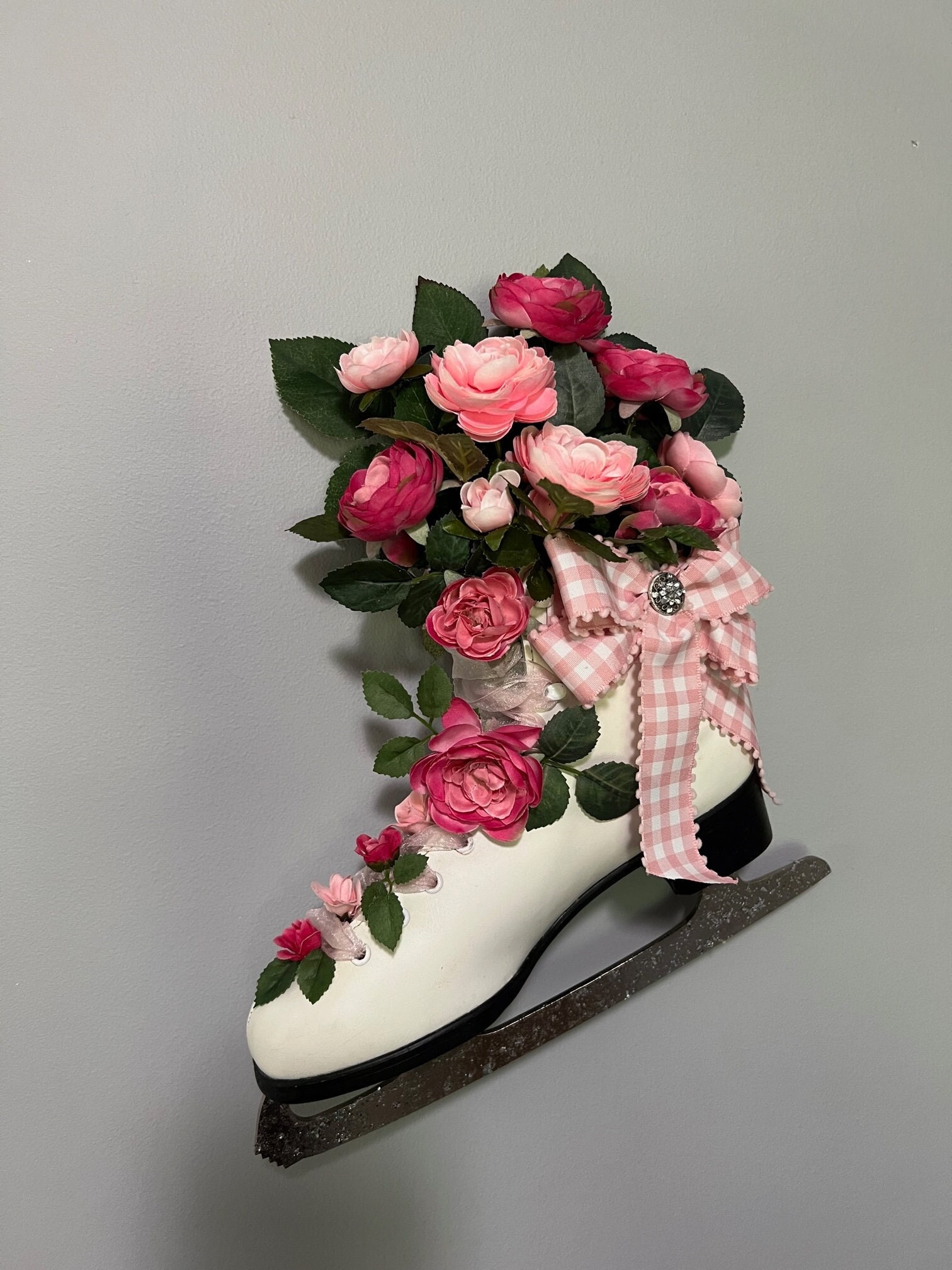 Decorated Ice Skate Floral Arrangement Etsy