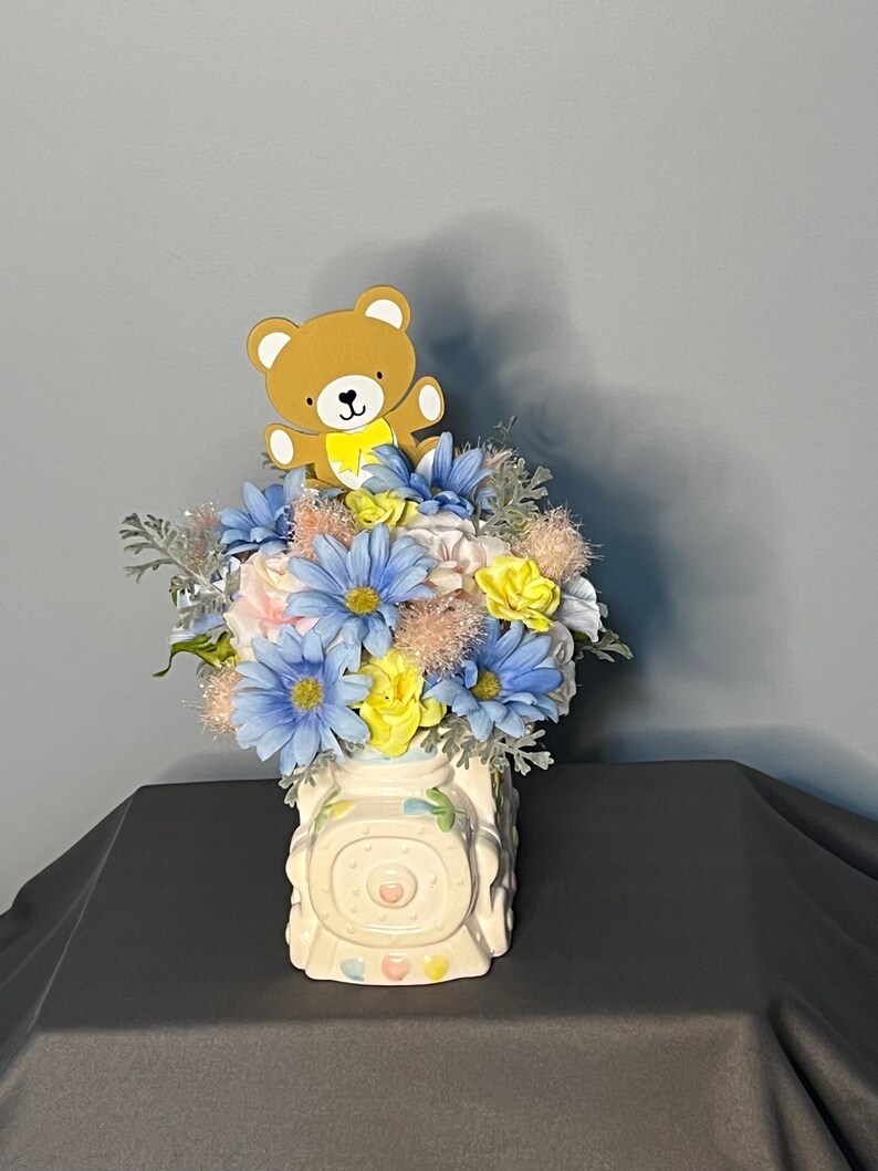 Baby Floral Arrangement, Gender Reveal Baby Train Floral Gift, Baby Shower Train Floral