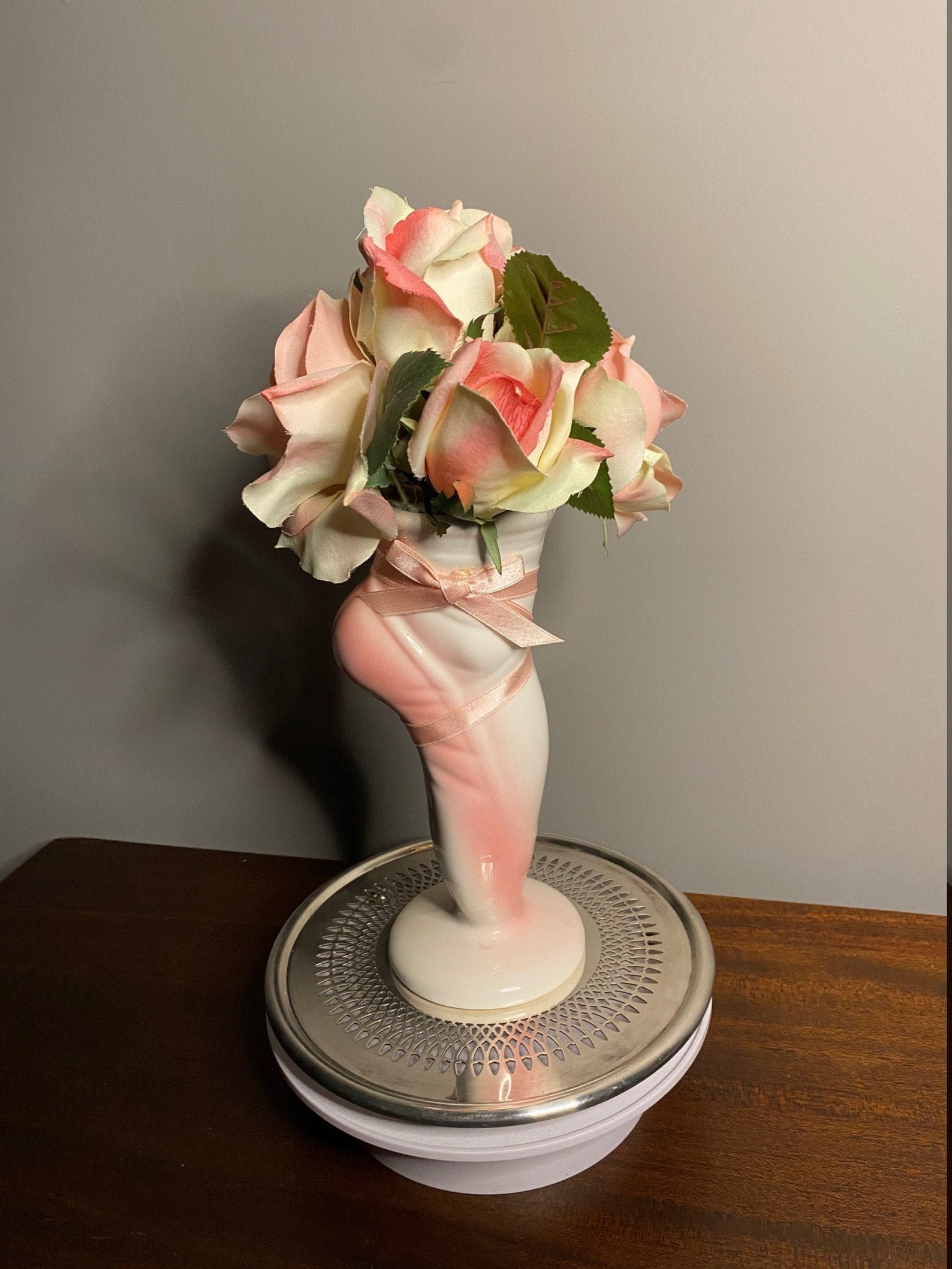 Pointe shoe ballet shoe toe shoe ceramic vase pink roses Etsy