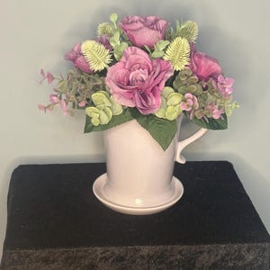 Purple Roses Teacup Arrangement: Tea Lover&#39;s Gift