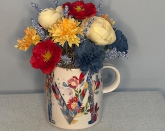 Letter M Floral Mug Arrangement: Friendship Gift, Initial M