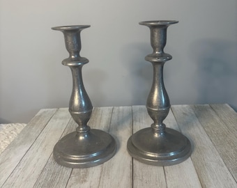 Vintage Wilton Armetale Pewter Candlesticks RWP, Set of 2, USA