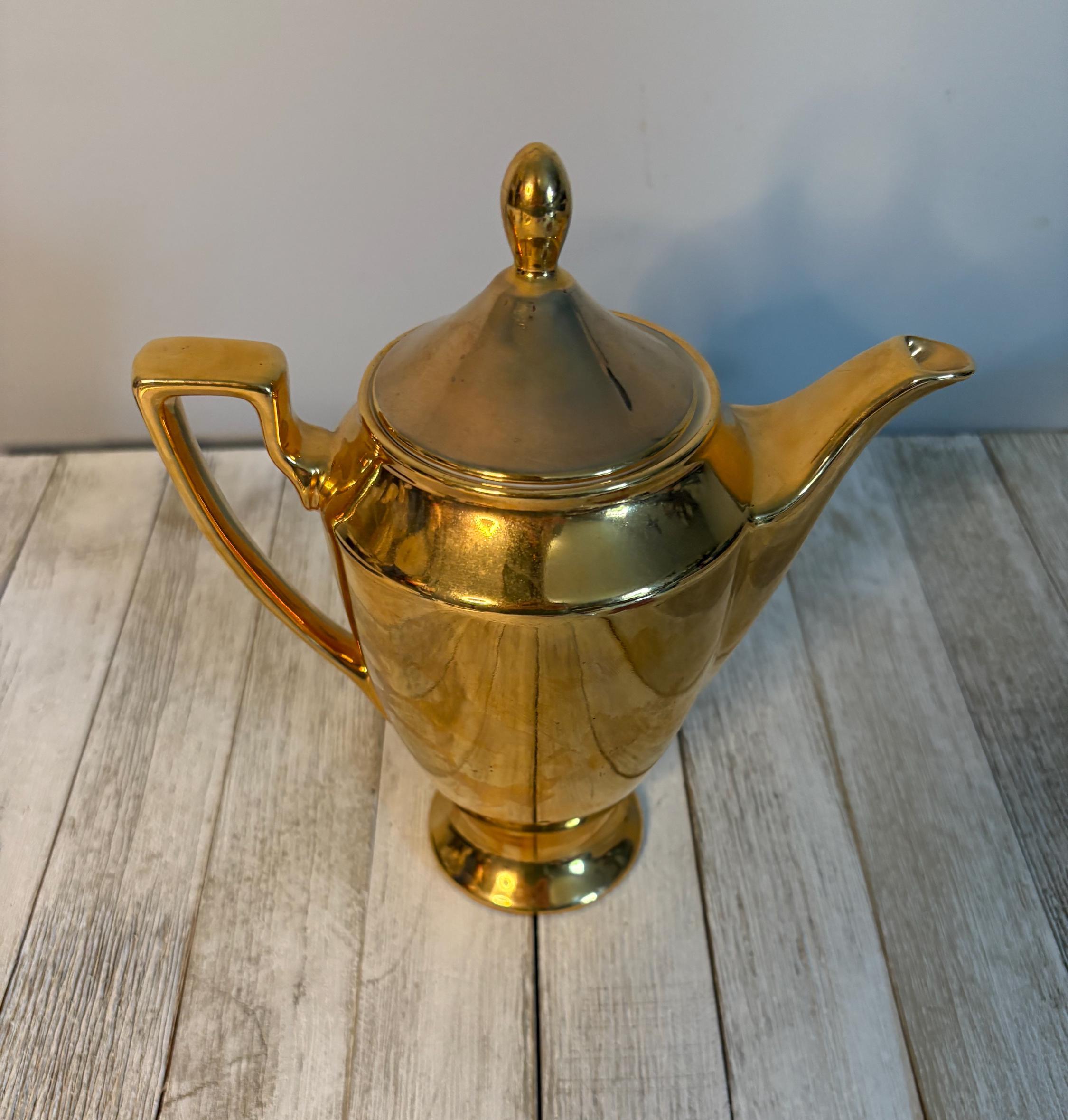 Vintage Bavarian Germany Porcelain 24kt Gold Gilded Finish Coffee Pot ...