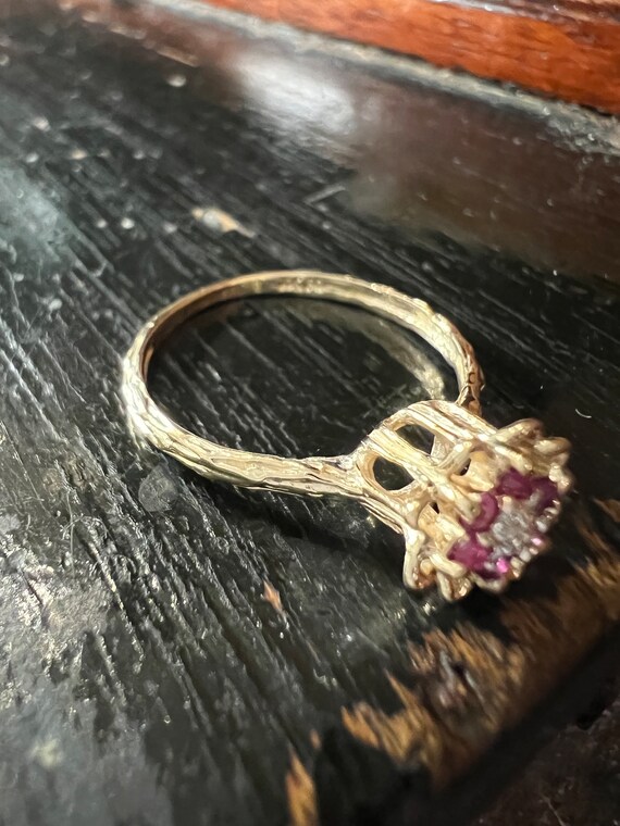 Ruby & Diamond flower ring - image 2