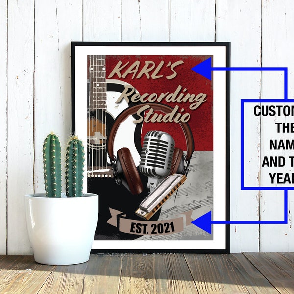 Custom Recording Studio Poster | Music Art | Music Print