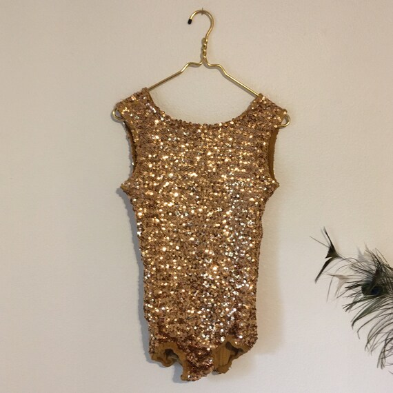 Vintage 1980's Gold Sequined Bodysuit