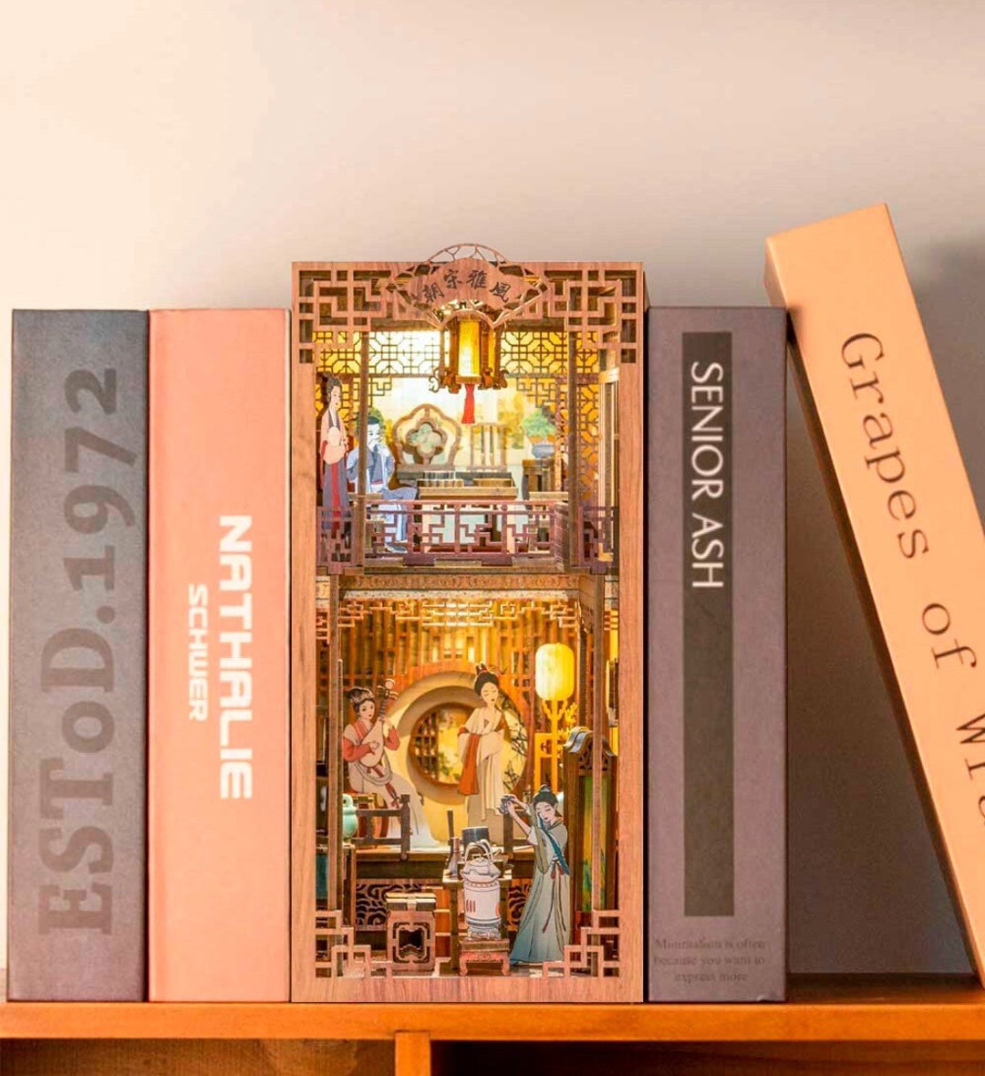 Book Nook Shelf Insert Kit Tea House With Furniture and Touch Etsy