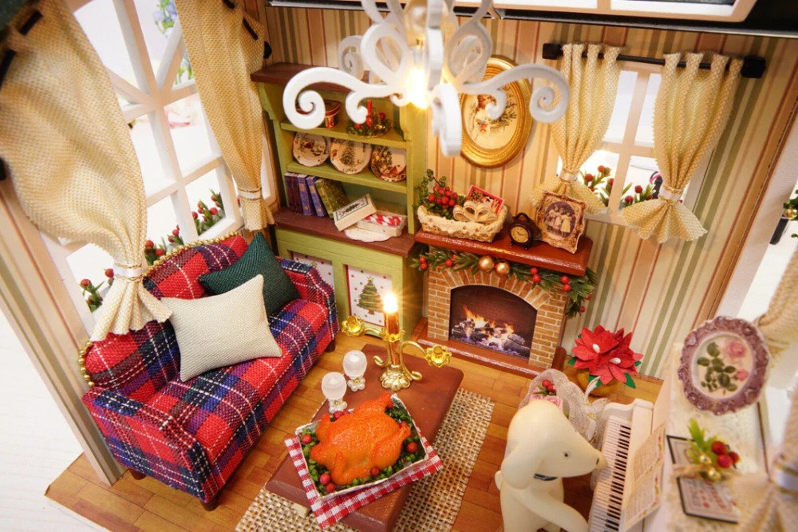 DIY Miniature Dollhouse Model Christmas Holidays Furnitures Etsy