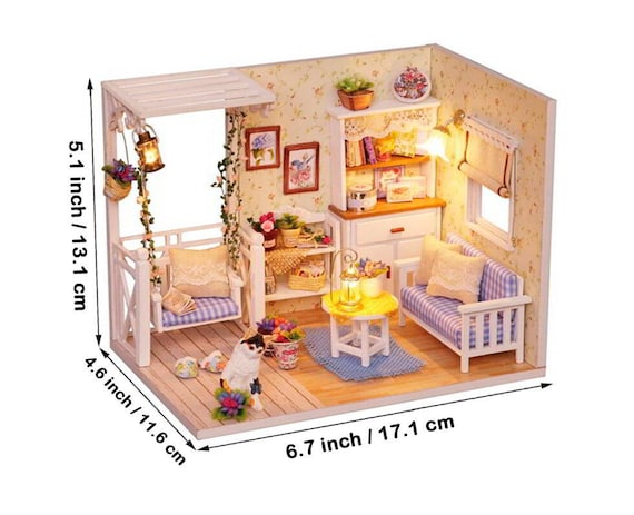 DIY Dollhouse Mini House Cottage Holzspielzeug Puppe Zubehör Set Dekor 