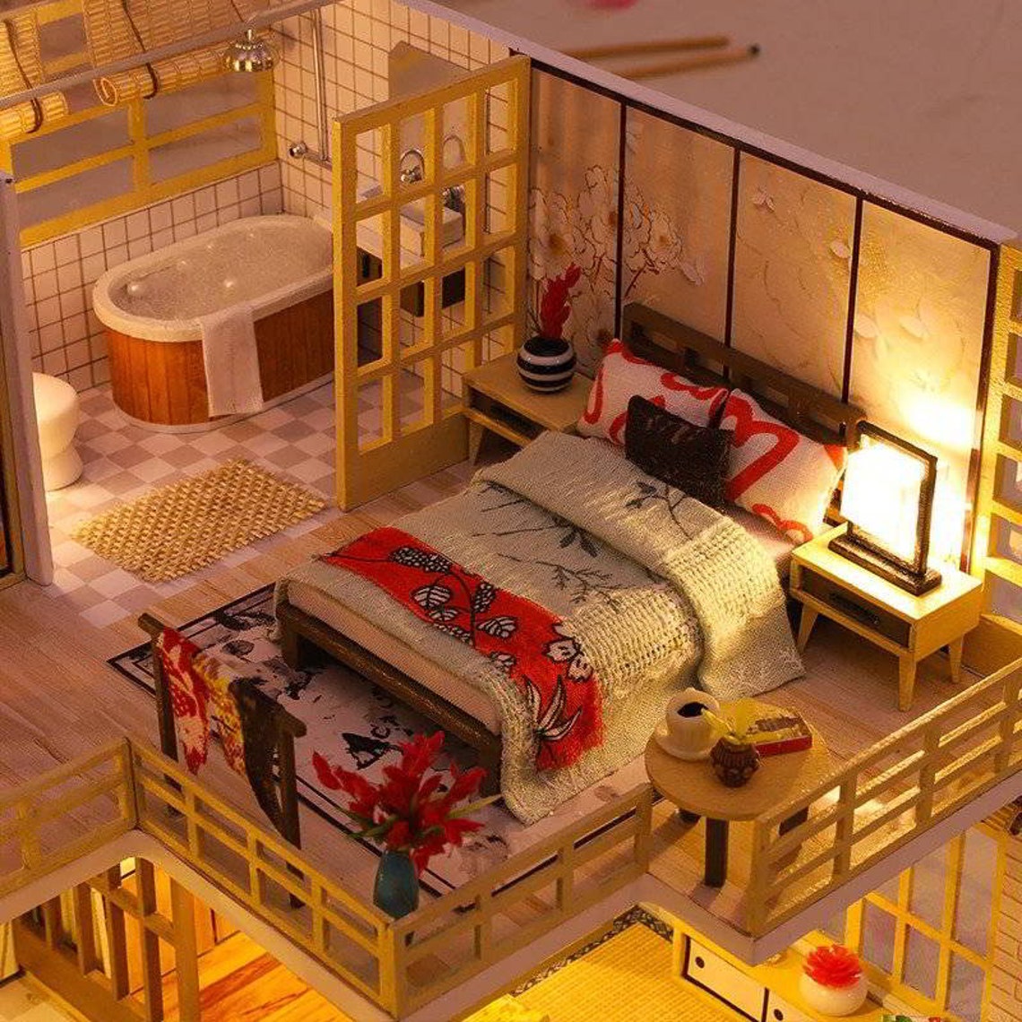 DIY Dollhouse Scene TwoTiered Japanese Style Loft Diorama Etsy