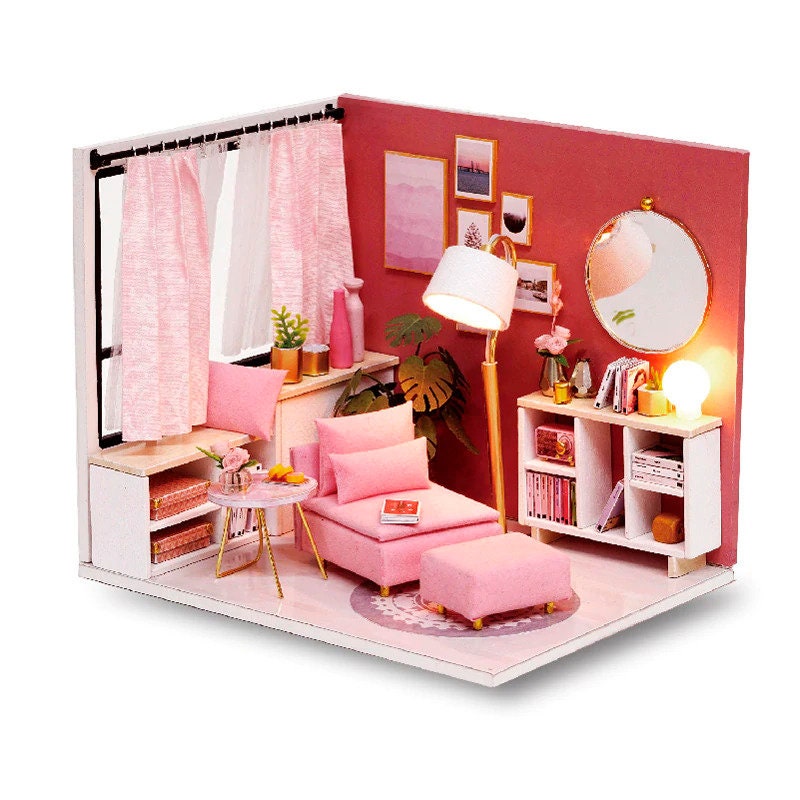 DIY Dollhouse Miniature Furniture 3D Wooden Model Kids House Birthday Gifts