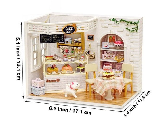 ROBOTIME DIY Doll House Bakery Cake Shop Miniature Room Dollhouse Birthday Gift 