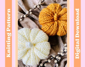 Pumpkin Knitting Pattern- Knit your Own Pumpkins, beginner friendly digital knitting pattern, easy pumpkin knit pattern