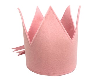 Pink felt Birthday Crown, felt party hat, kids party hat, cake smash accessory, kids birthday crown, baby pink crown, first birthday crown