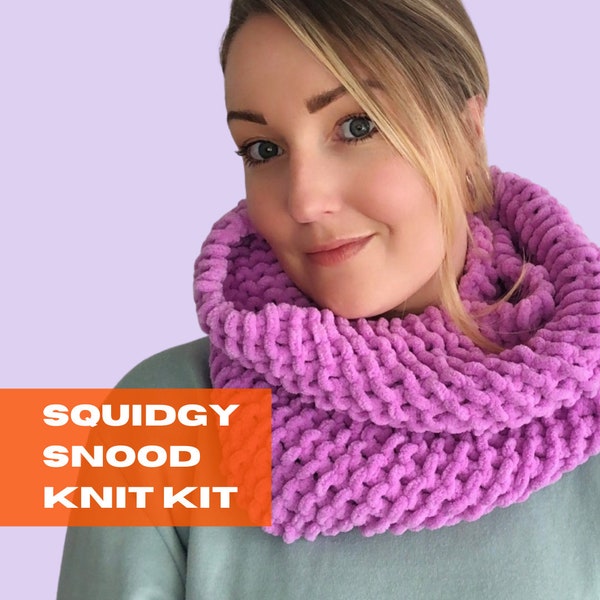 Chenille Snood Strickpaket. Strickzeug für Anfänger. Endlosschal-Strickpaket. Lernset stricken. Veganes Strick-Kit. Gestalte Deinen eigenen Schlauchschal