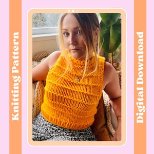 Knitting Pattern - The Ella Vest, Digital knitting pattern, intermediate friendly, sweater vest knitting pattern, easy vest knitting kit