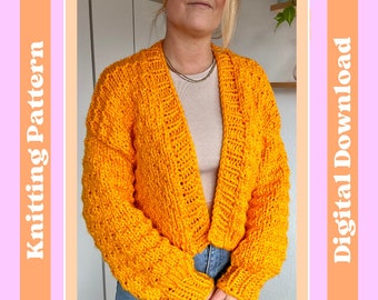 Textured Chunky Cardigan Knitting Pattern, Intermediate Level Knitting pattern, Digital Download, chunky cardigan knitting pattern