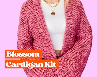 The Blossom Cardigan Knitting Kit, Beginner Friendly Knit Kit, Cardigan Knit Kit, Vegan Friendly, Learn To Knit, Knit Your Own Cardigan