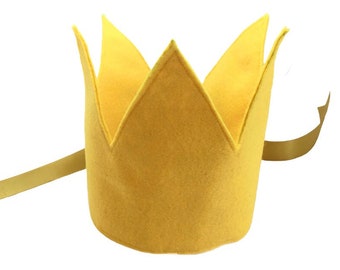 Yellow Felt Birthday Crown, felt Birthday hat, cake smash accessory, felt party hat, yellow crown, yellow felt crown, instagram prop