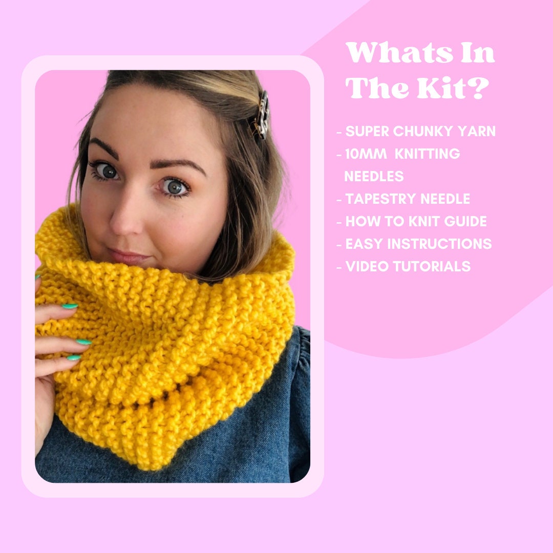 Beginner Snood Knitting Kit. Beginner Knitting Kit. Infinity