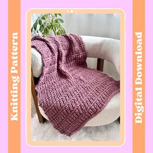 Knitting Pattern - Chunky Textured Hurdle Stitch Blanket Knitting Pattern, Digital Pattern, PDF File, Beginner Friendly Blanket Pattern