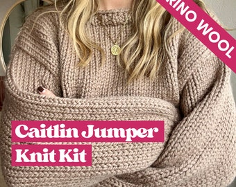 Merino Chunky Jumper Knitting Kit, beginner friendly jumper knitting kit, knit your own sweater, easy chunky jumper knit kit