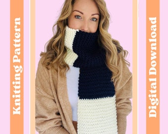 Beginner Stripe Scarf pattern, digital scarf knitting pattern, learn to knit, knit stitch scarf, beginner friendly, beginner friendly