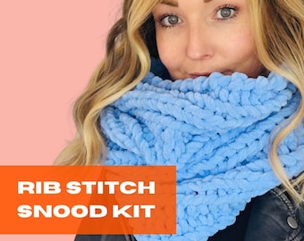 Snood Knitting Kit, beginner knitting kit, create your own knitted snood, learn to knit, vegan knitting