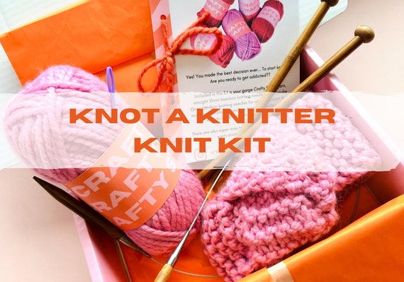 Knot A Knitter Knit Kit, Complete Beginner Knit Kit, Get Started With  Knitting, Everything You Need to Learn Knit, Stockinette, Rib and Moss 