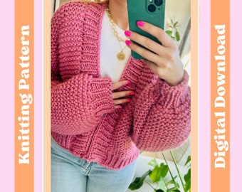Knitting Pattern - The Blossom Cardigan, Beginner friendly Cardigan Pattern,  Digital Knitting Pattern, Digital Download