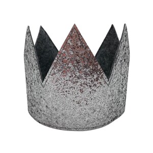 Couronne d&#39;anniversaire en feutre de paillettes argentées, couronne de fête de Noël, couronne de smash de gâteau, couronne d&#39;anniversaire d&#39;enfants, couronne de premier anniversaire, chapeau d&#39;anniversaire de paillettes