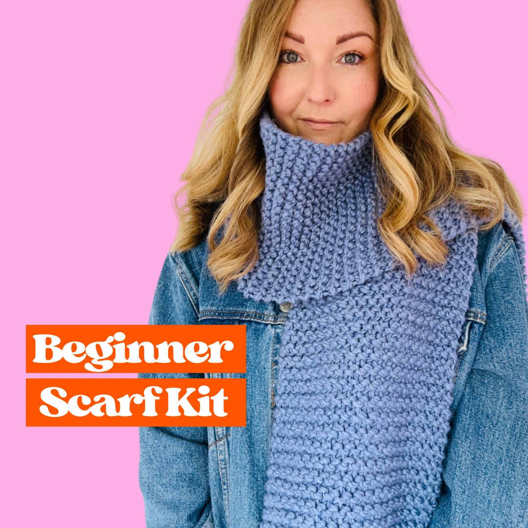 Beginner Scarf Knit Kit, Learn to Knit, Knit Your Own Easy Scarf Kit ...