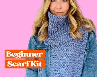 Beginner Scarf Knit Kit, learn to knit, knit your own easy scarf kit, beginner friendly scarf kit, perfect Christmas gift, beginner friendly